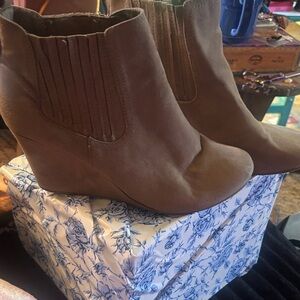 Brown Wedge Ankle Boots - Women's Fashion Booties